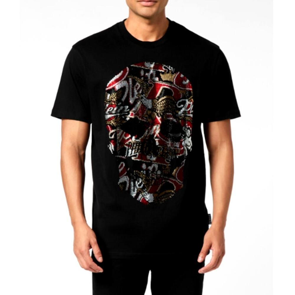 Philipp Plein Men's Black Skull Stones Round Neck T-Shirt Size 3XL